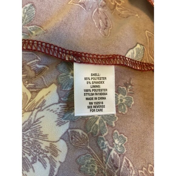 Meri Skye Dress 4X Plus Sleeveless Sheath Burgundy Floral Midi Stretch Office - Picture 6 of 10